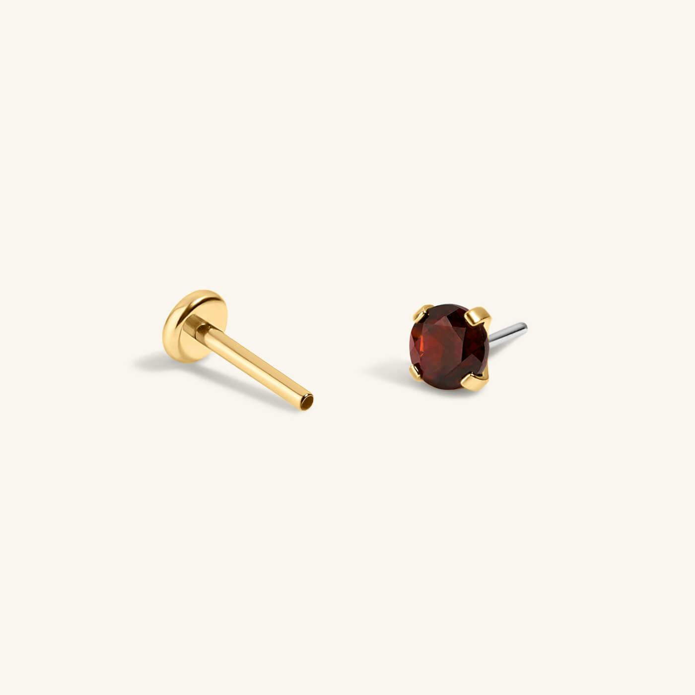 Garnet Nap Earrings (Gold) with open flat back