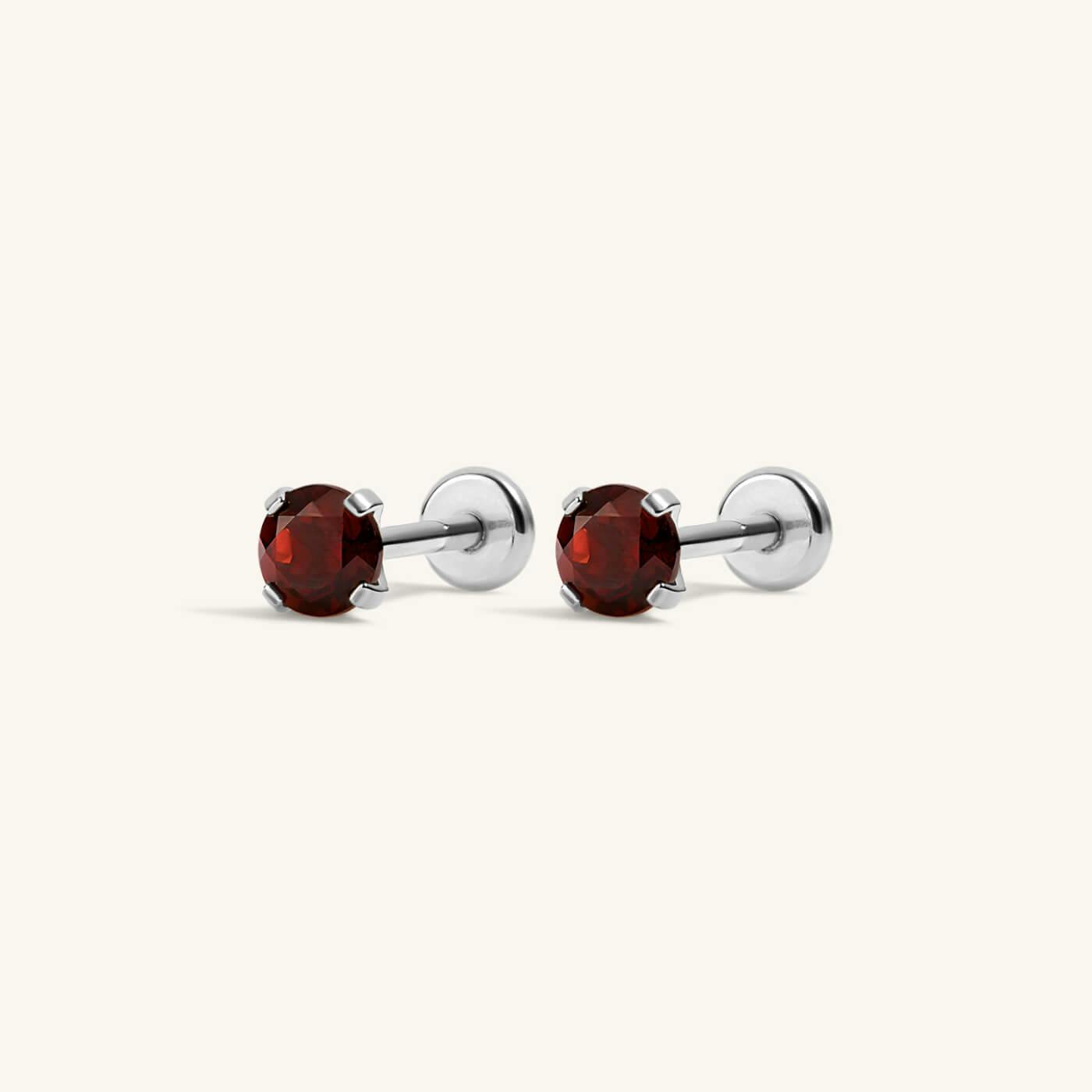 Garnet Nap Earrings (Silver)