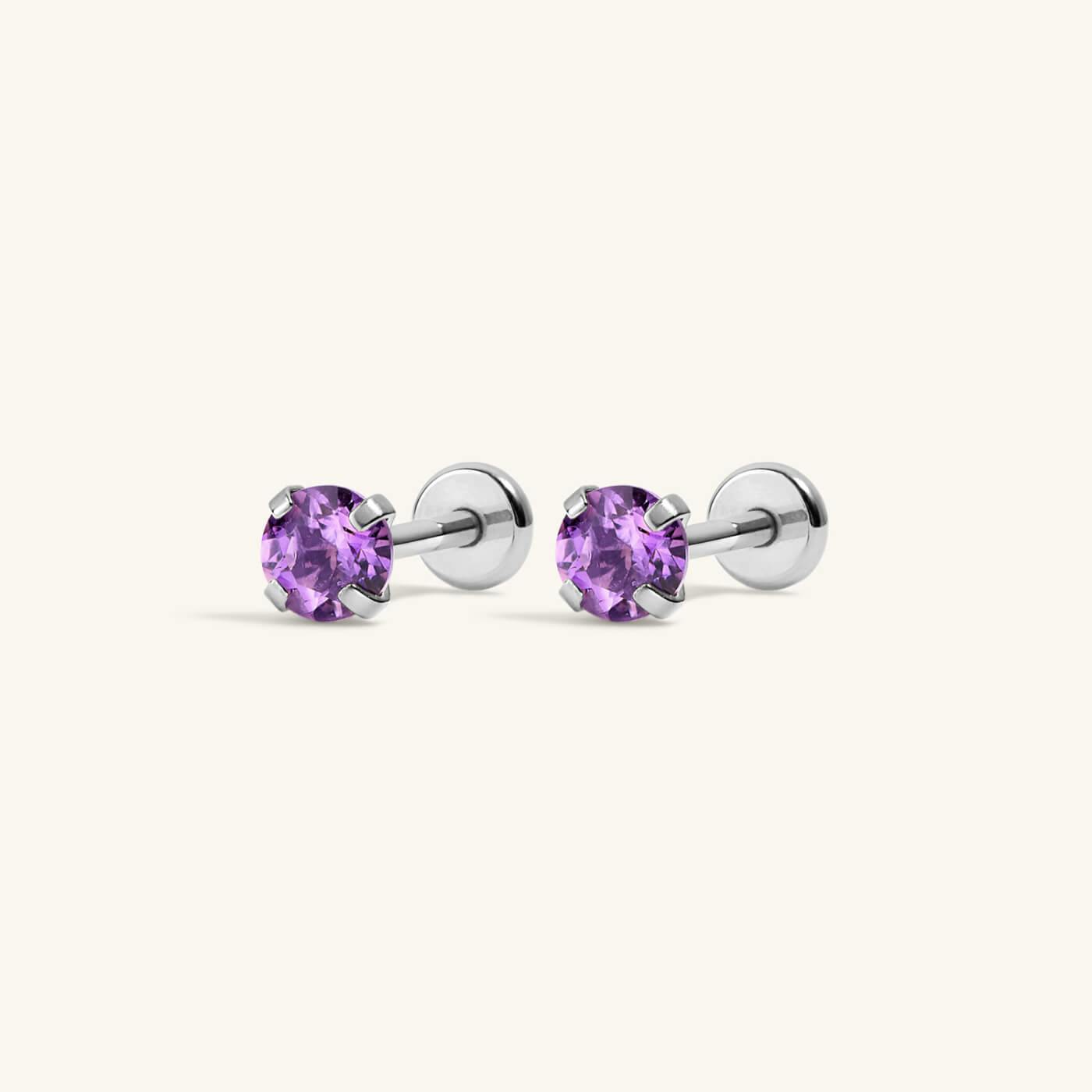 Amethyst Nap Earrings (Silver)