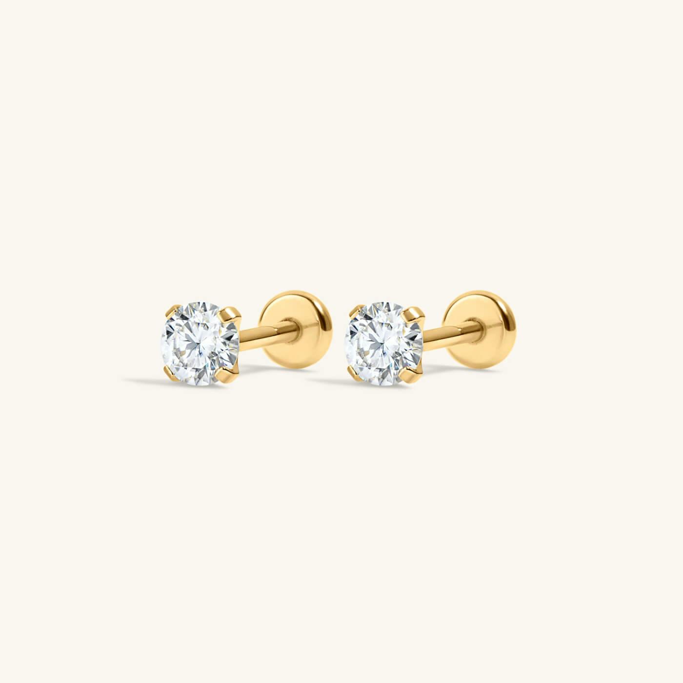 Moissanite Nap Earrings (Gold, 3mm)