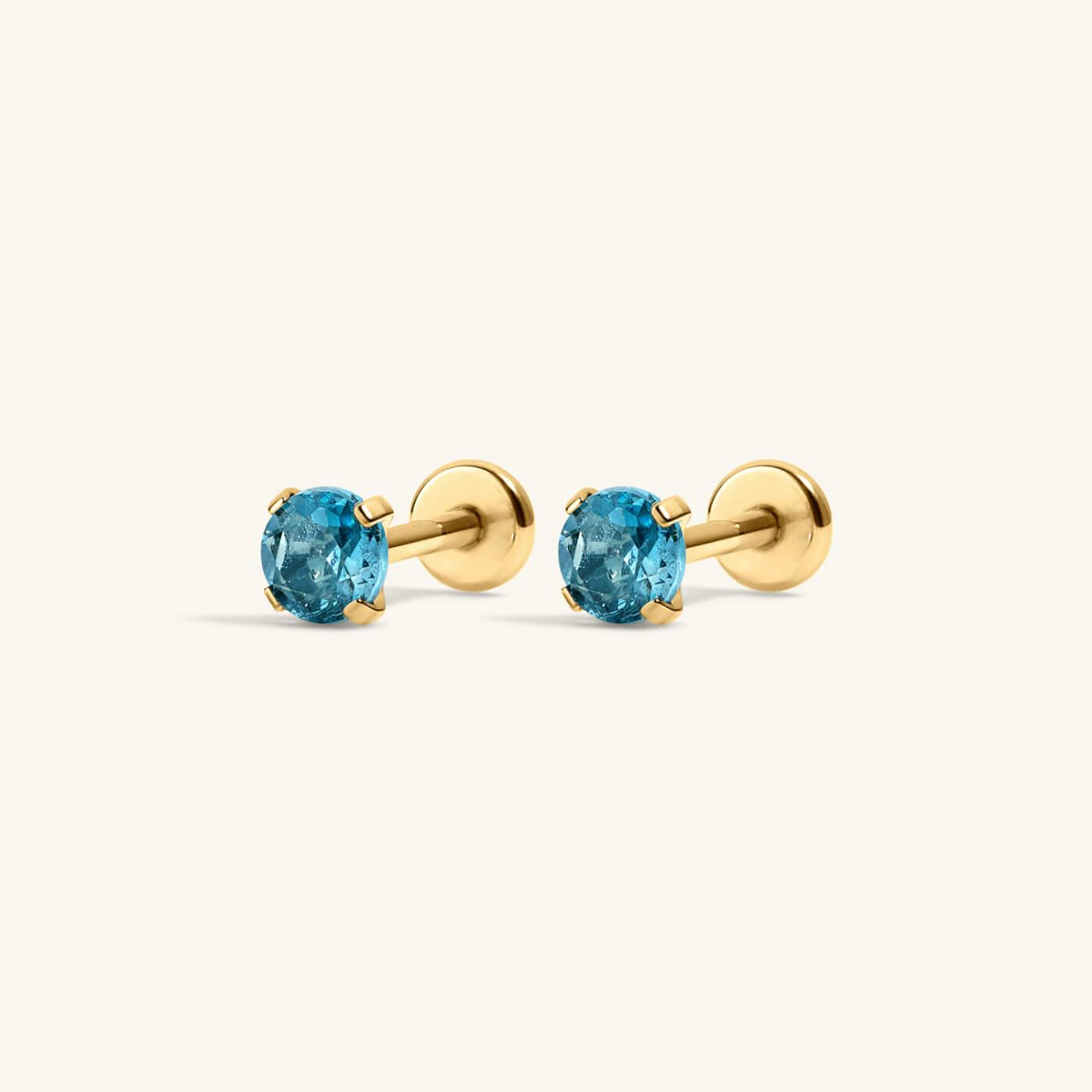 Blue Topaz Nap Earrings (Gold)