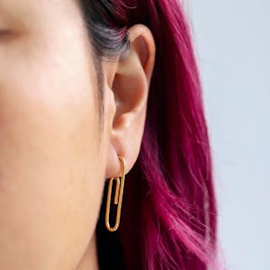 Paperclip Earrings on Model