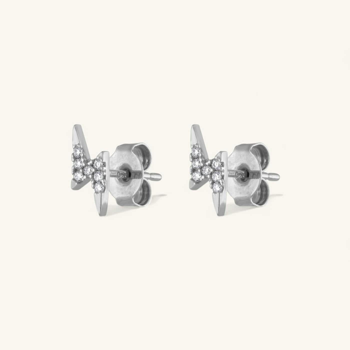 Pave Lightning Studs in Sterling Silver