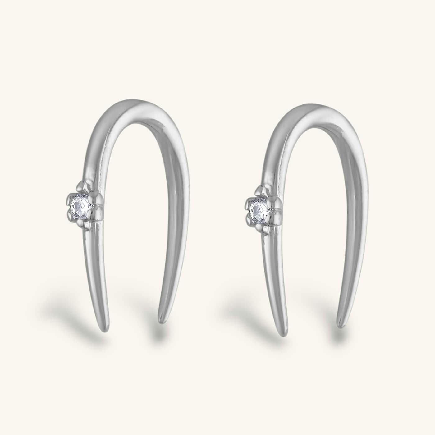 Large Shooting Star Open Hoop Earrings in Sterling Silver