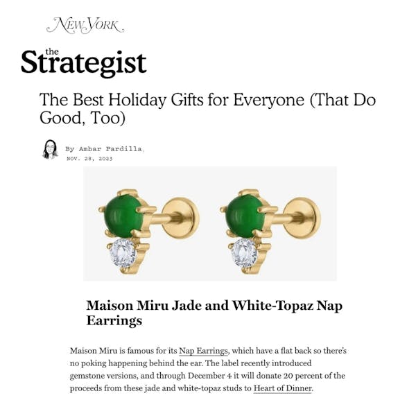 Our Jade and White Topaz Nap Earrings as seen on The Strategist