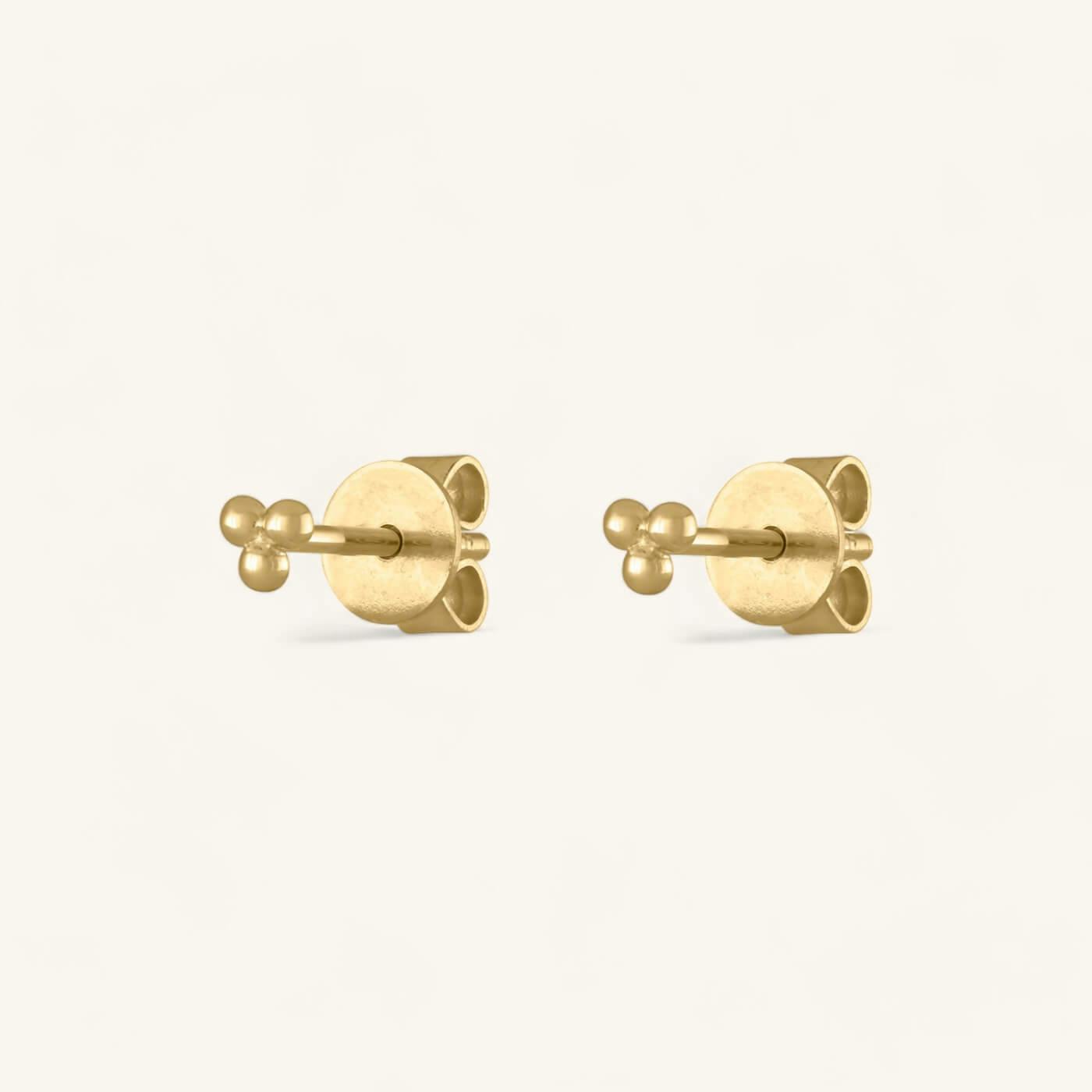 Tiny Trinity Studs in 14k Gold