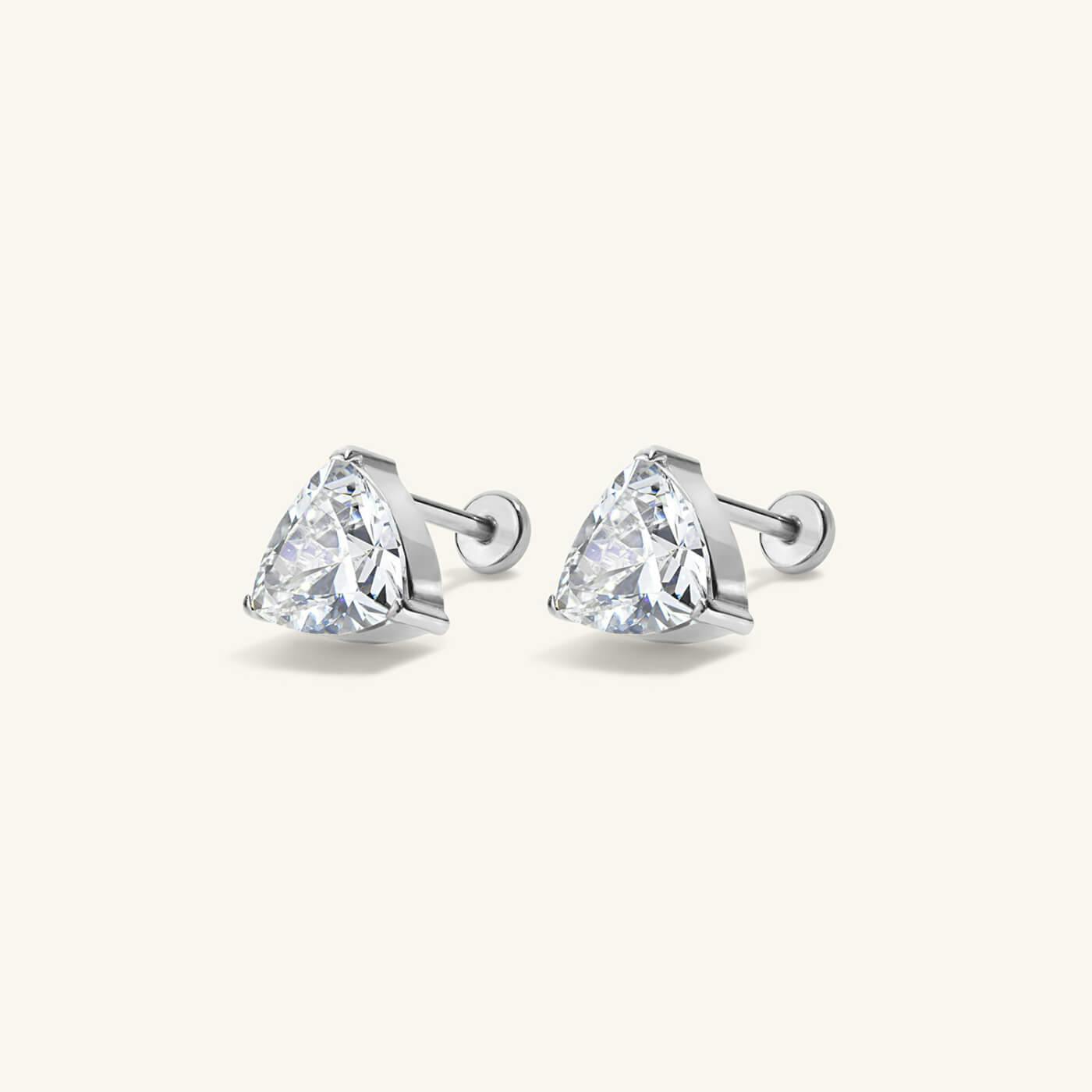 Celestial Crystal Trillion Nap Earrings - Silver