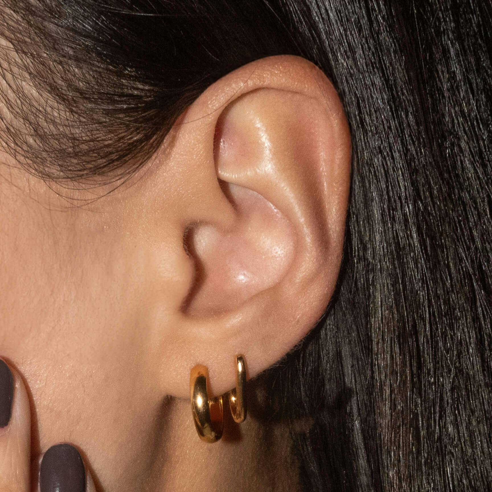 Bold Hoops in Titanium (Gold) on model