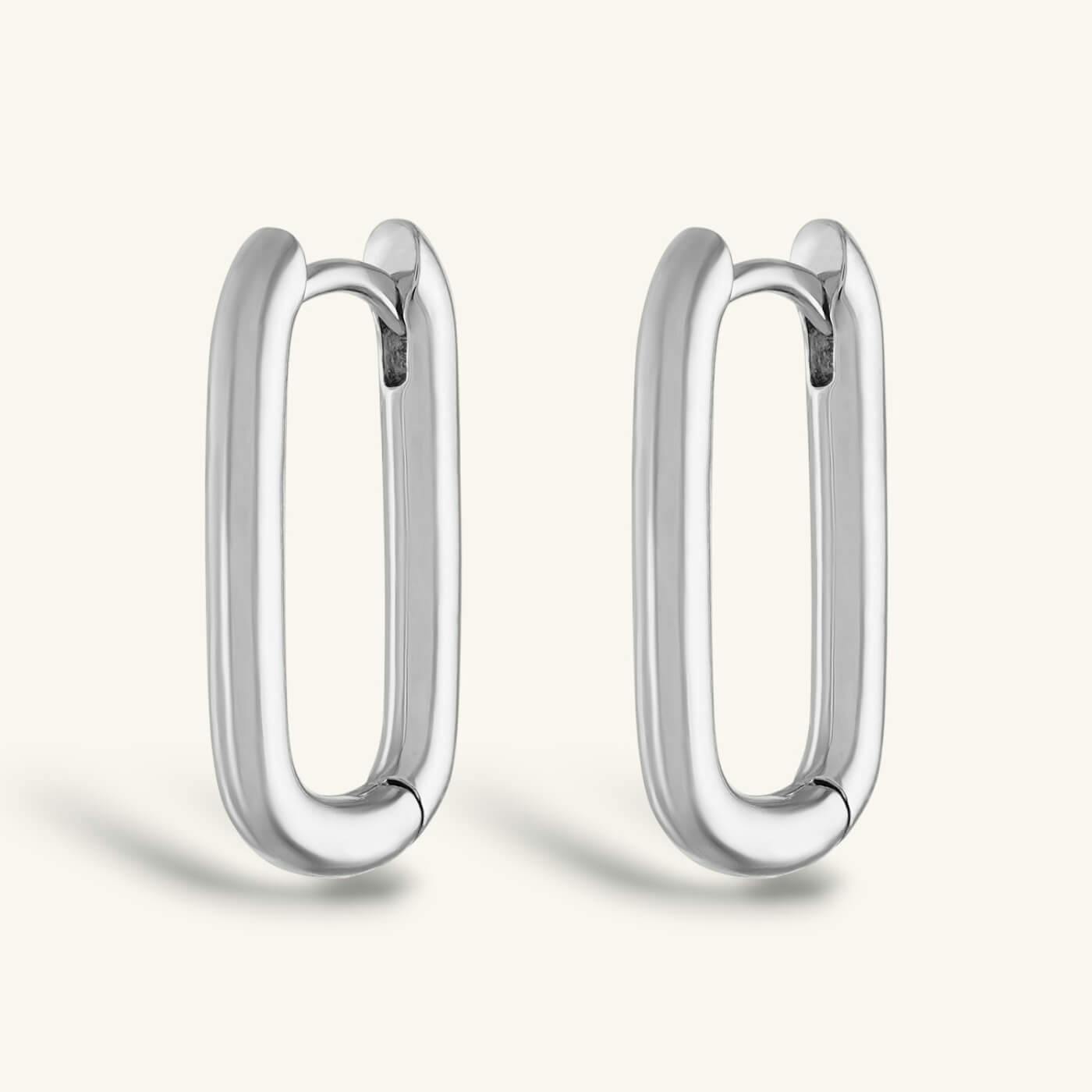 Bold Halo Oval Hoop Earrings in Sterling Silver