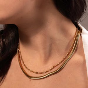 Bold Necklace Duo in Gold on model