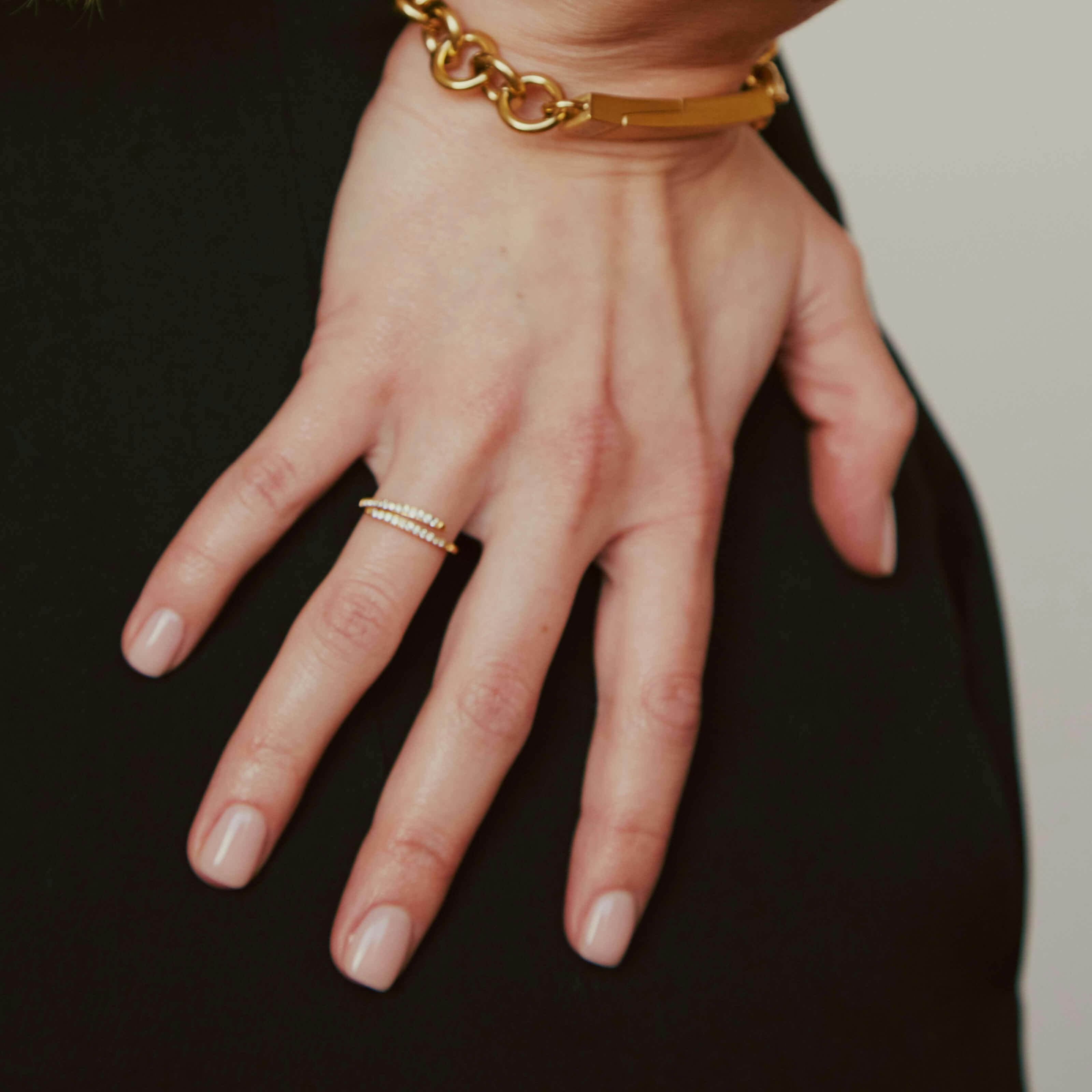 Celestial Infinite Stacking Ring (Gold) on model