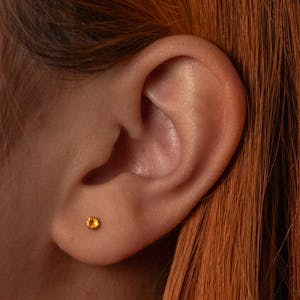 Citrine Nap Earrings in Gold on model