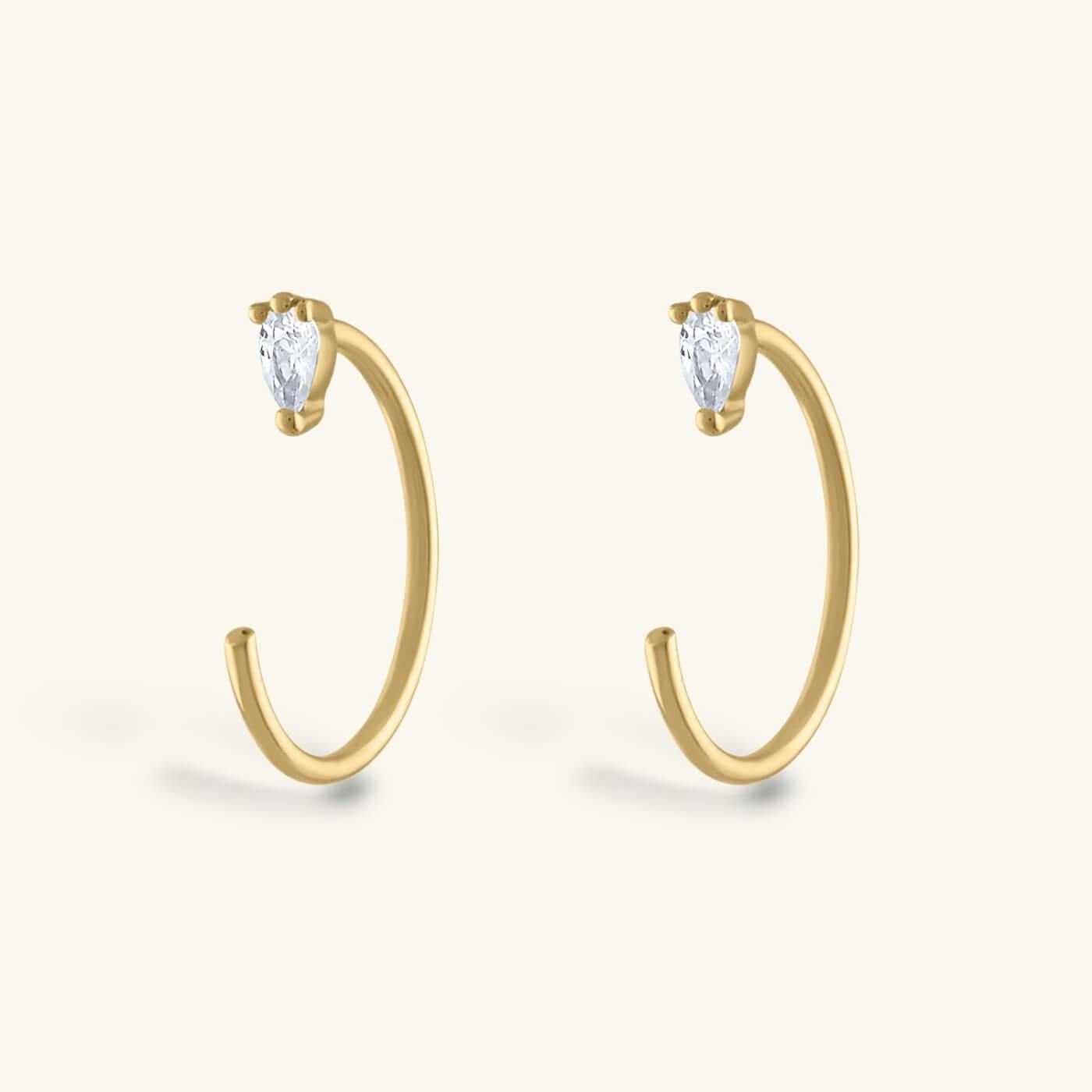 Dewdrop Huggie Earrings in 14k Gold