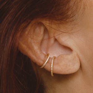 Eternity Ear Cuff Duo in Gold on model