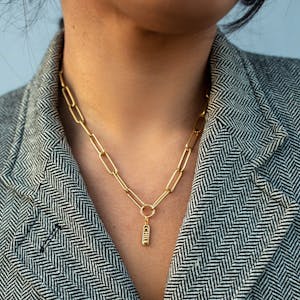 Explorer Charm Necklace in Gold on model
