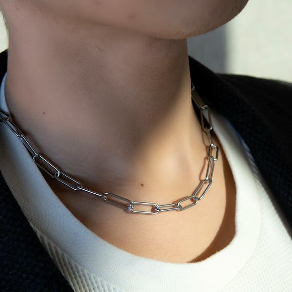 Explorer Necklace in Silver on model