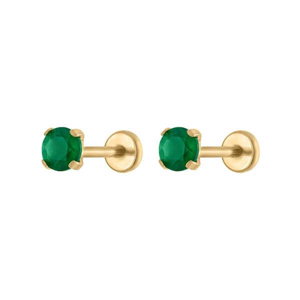 Green Chalcedony Nap Earrings in Gold