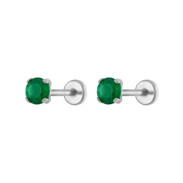 Green Chalcedony Nap Earrings in Silver