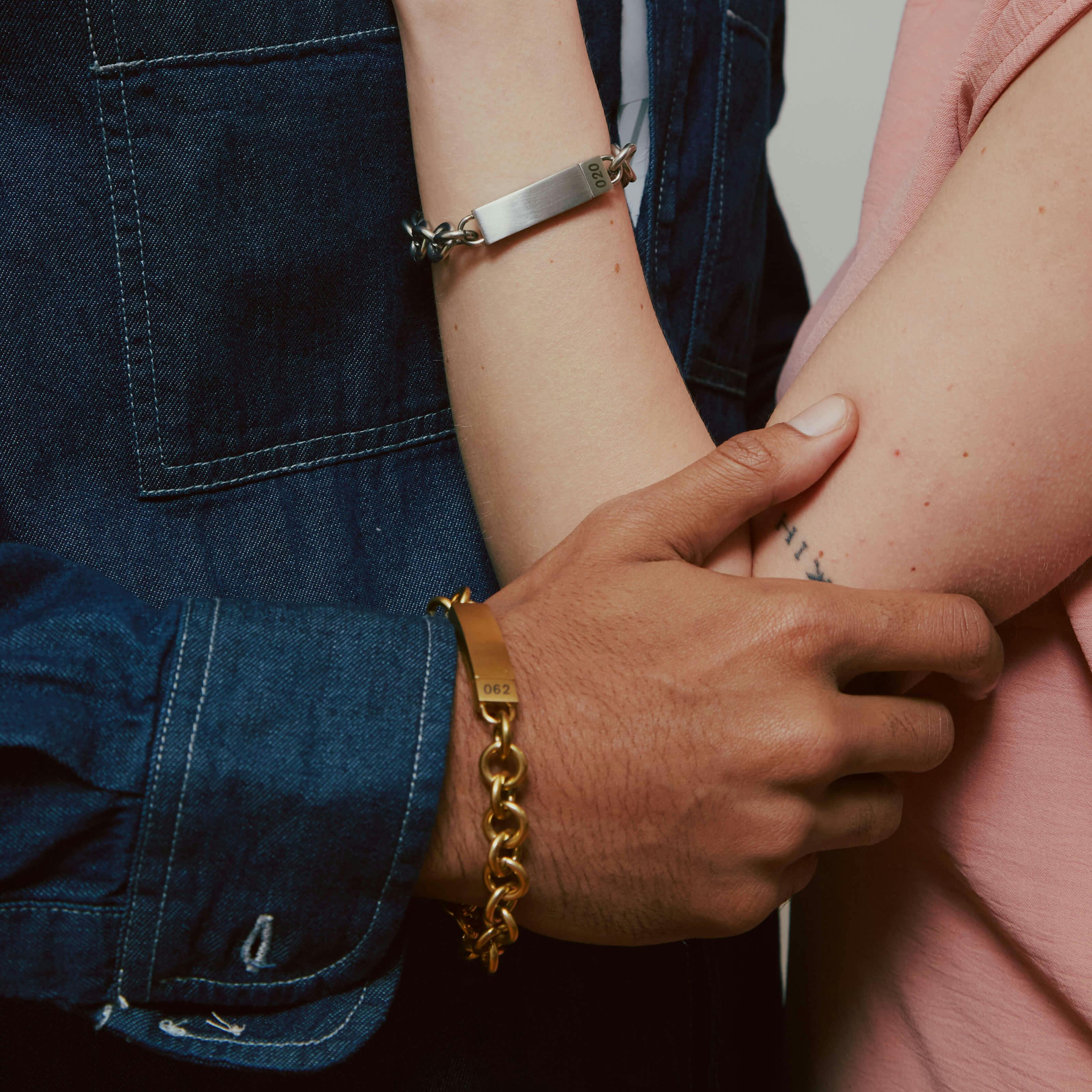 ID Bracelet (Gold, Silver) on model