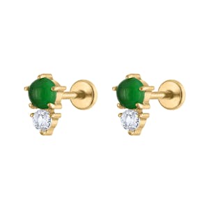 Jade and White Topaz Nap Earrings in Gold