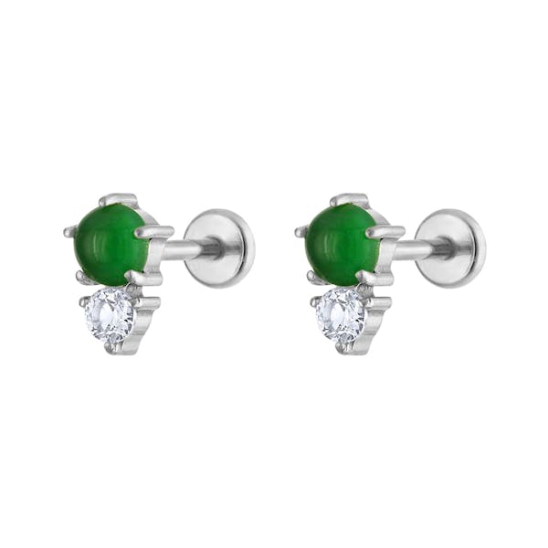 Jade and White Topaz Nap Earrings in Silver