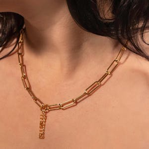 Mama Charm Necklace in Gold on model