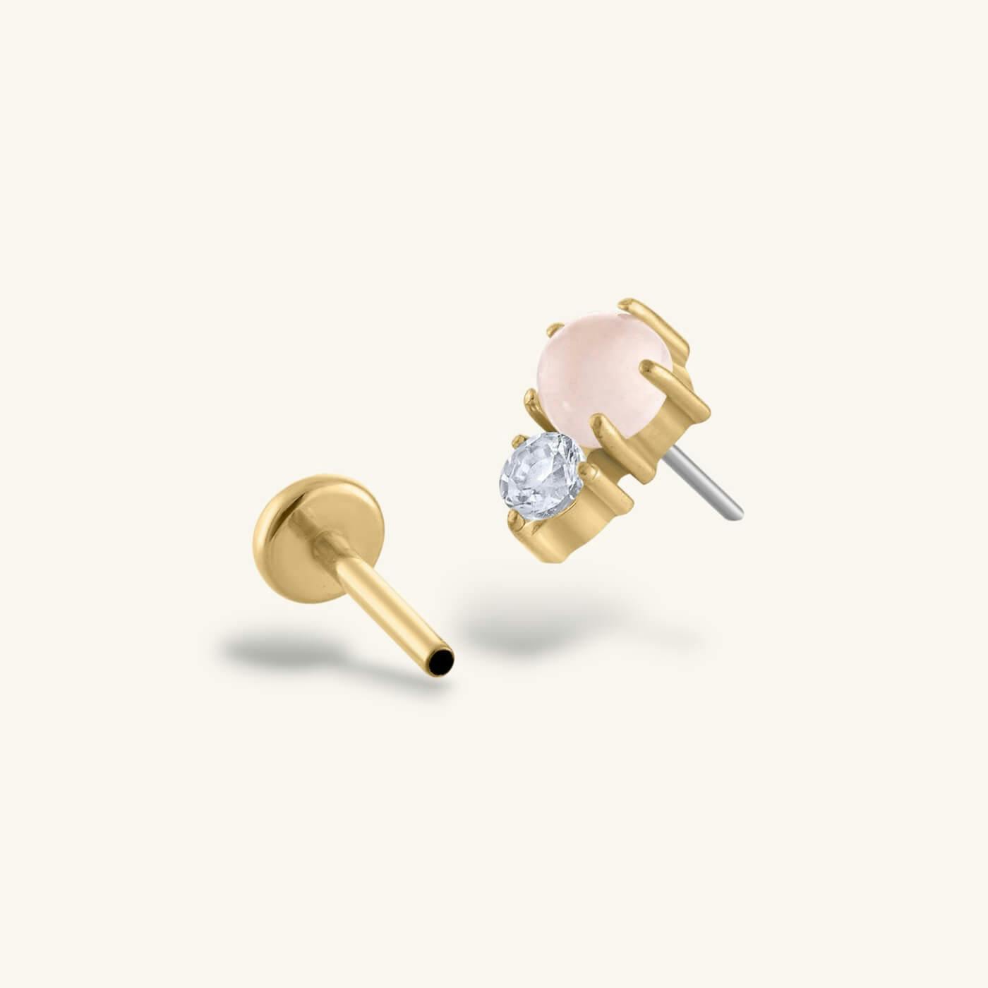 Pink Quartz and White Topaz Nap Earrings (Gold)