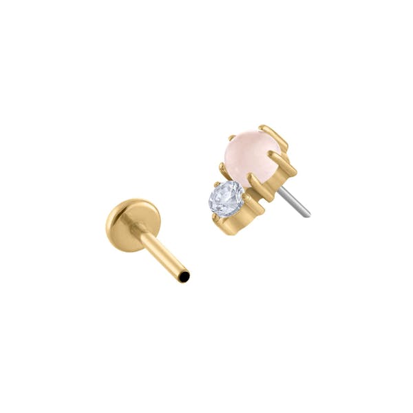 Pink Quartz and White Topaz Nap Earrings in Gold