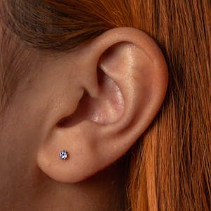 Sapphire Nap Earrings in Gold on model