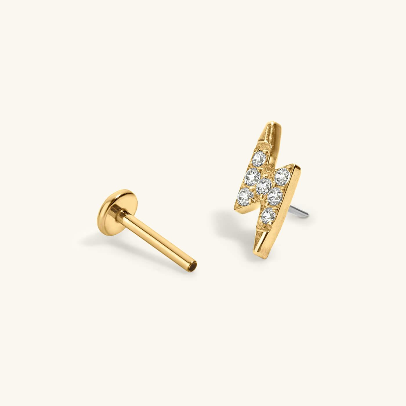 Good Luck Nap Earrings Trio in titanium (gold) with Pave Lightning Nap Earrings in titanium (gold)