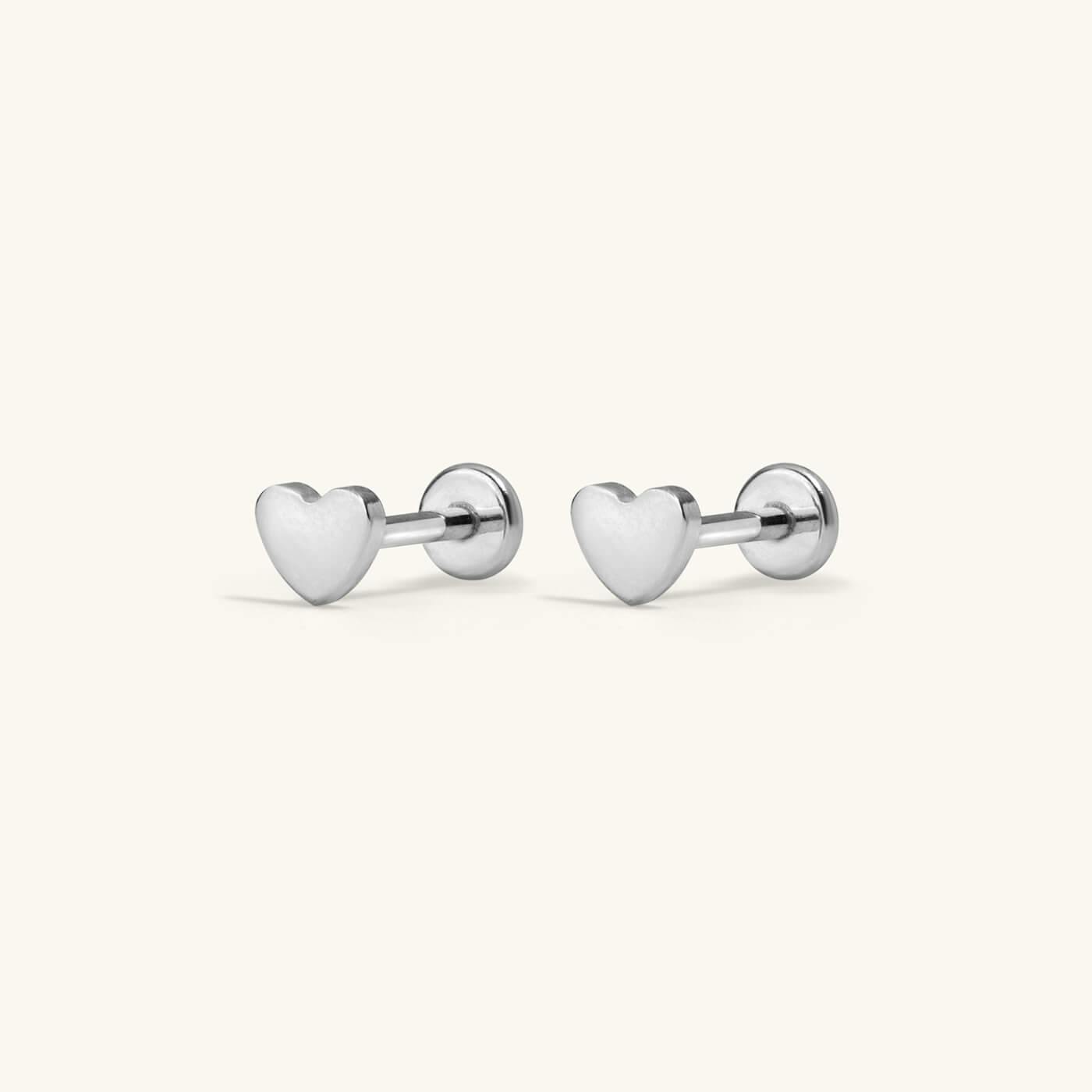 Classic Heart Nap Earrings in Titanium (Silver)