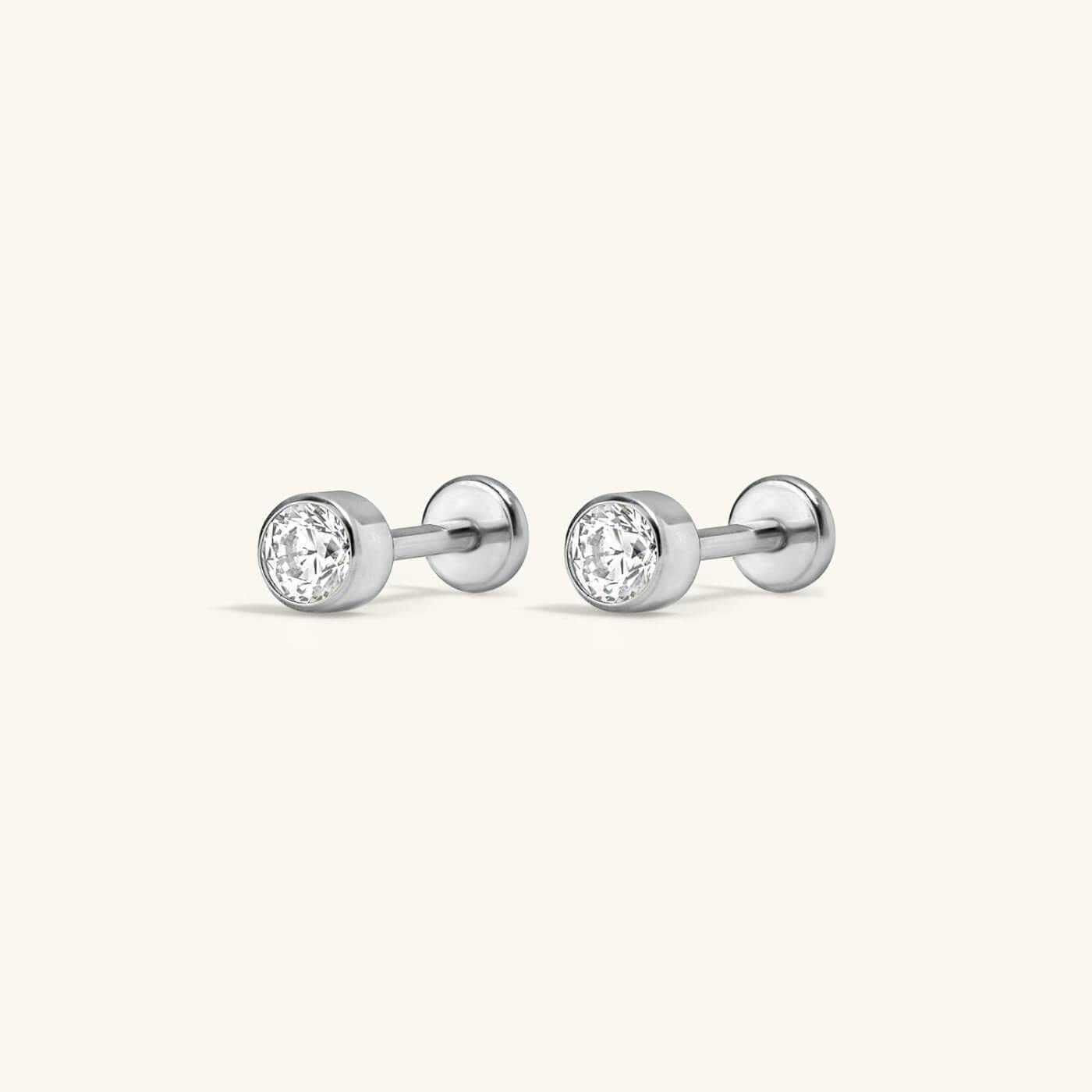 Tiny Crystal Nap Earrings in Titanium (Silver)