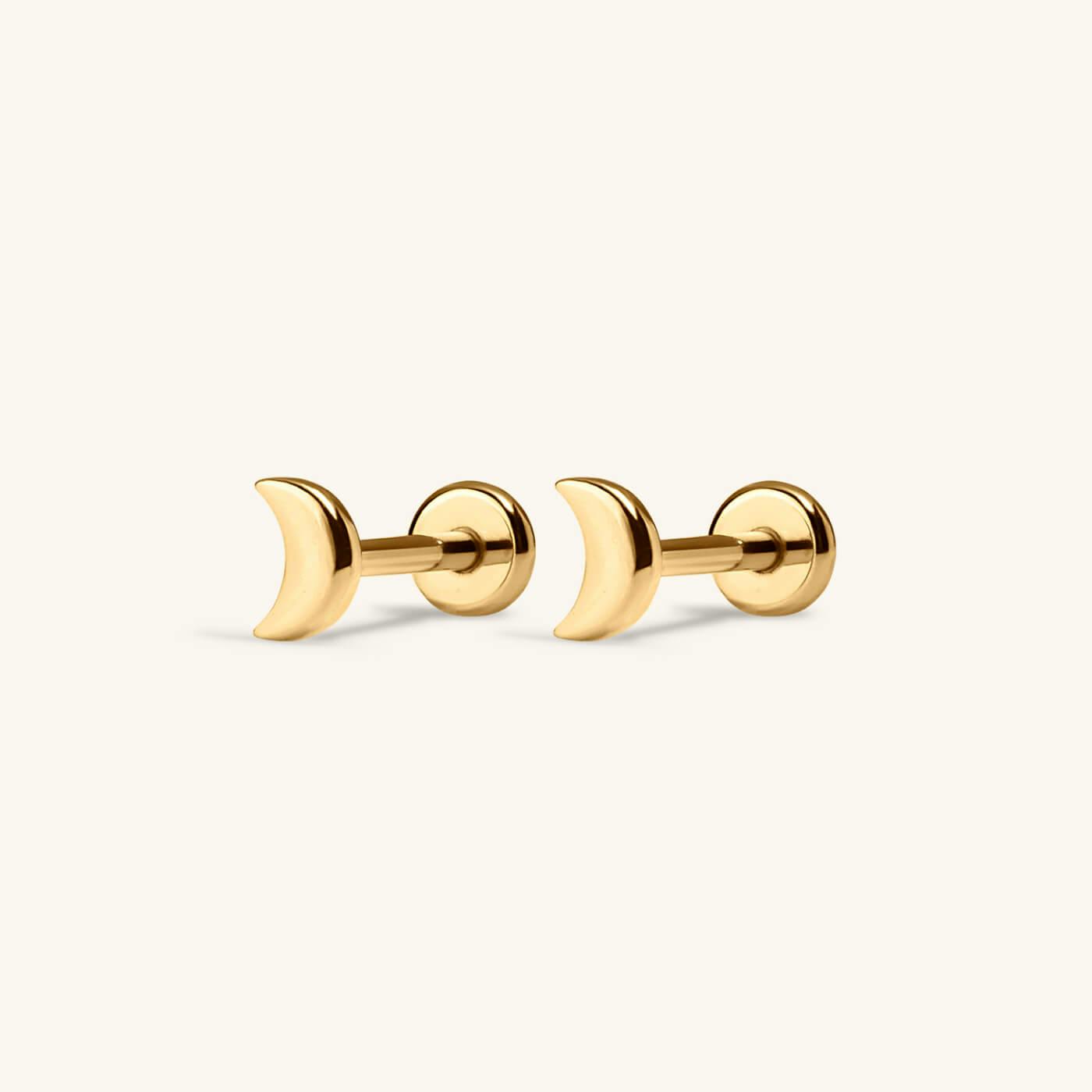 Classic Moon Nap Earrings in Titanium (Gold)