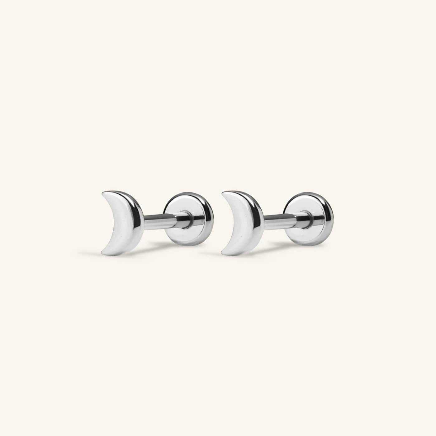 Classic Moon Nap Earrings in Titanium (Silver)