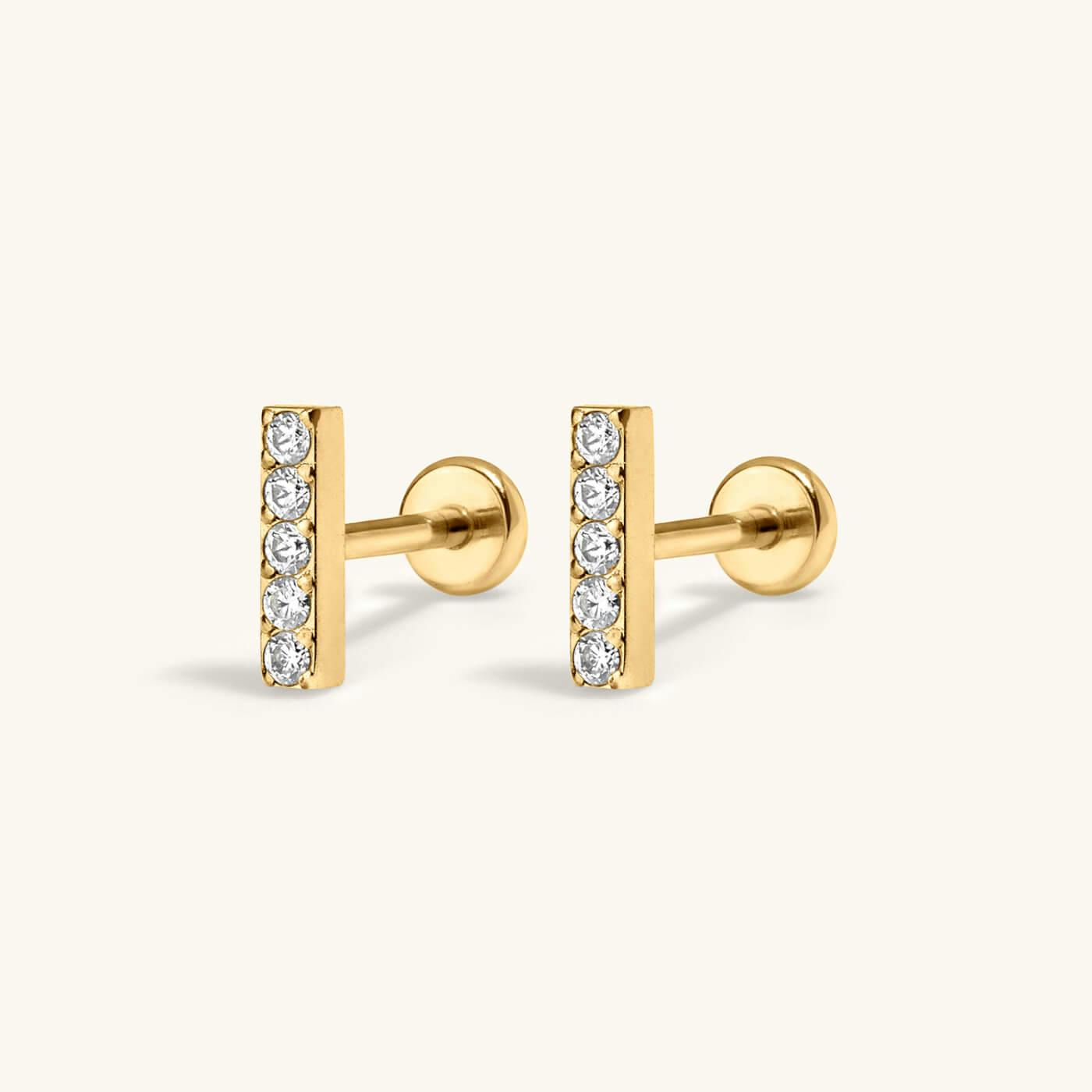 Pave Bar Nap Earrings in Titanium (Gold)