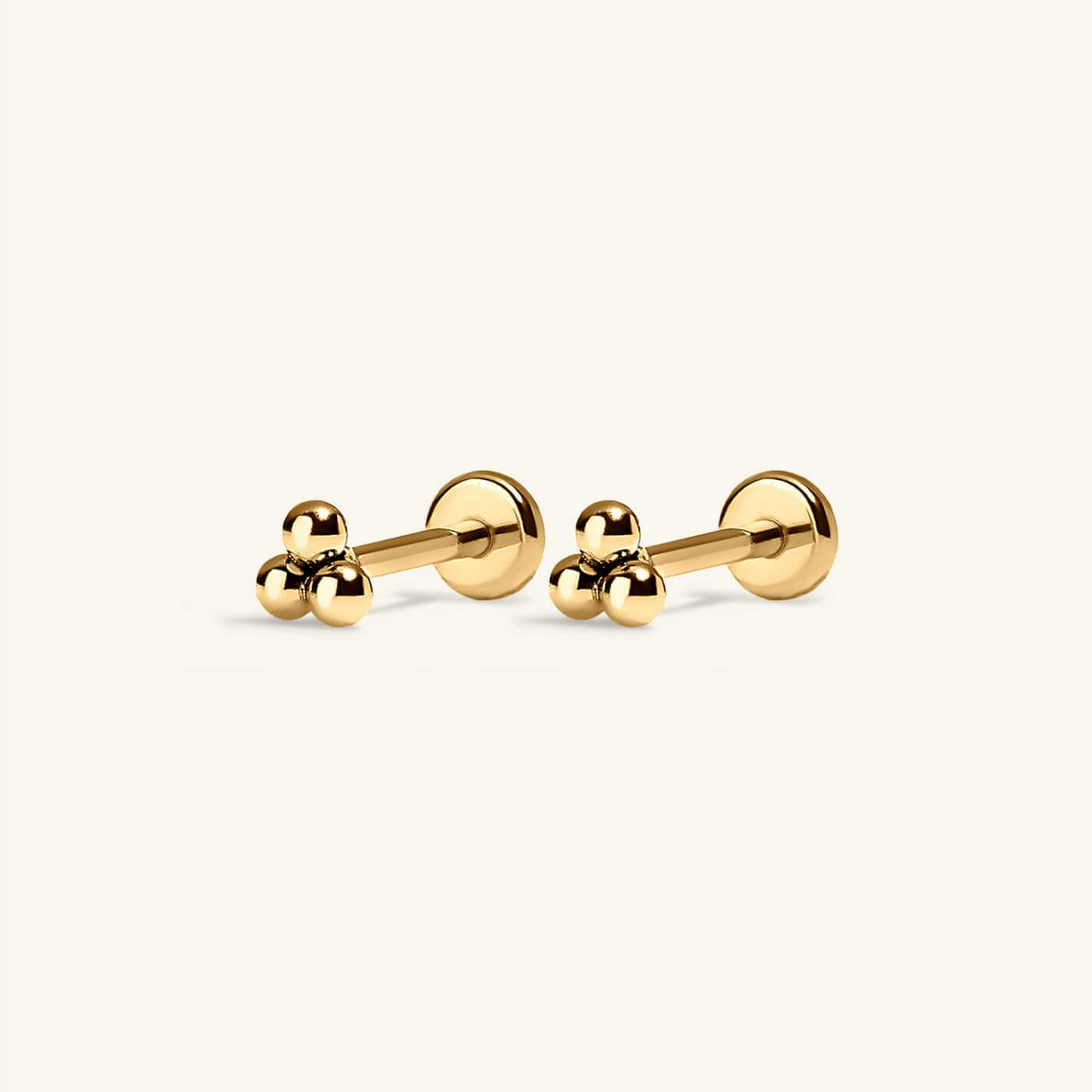 Tiny Trinity Nap Earrings in Titanium (Gold)