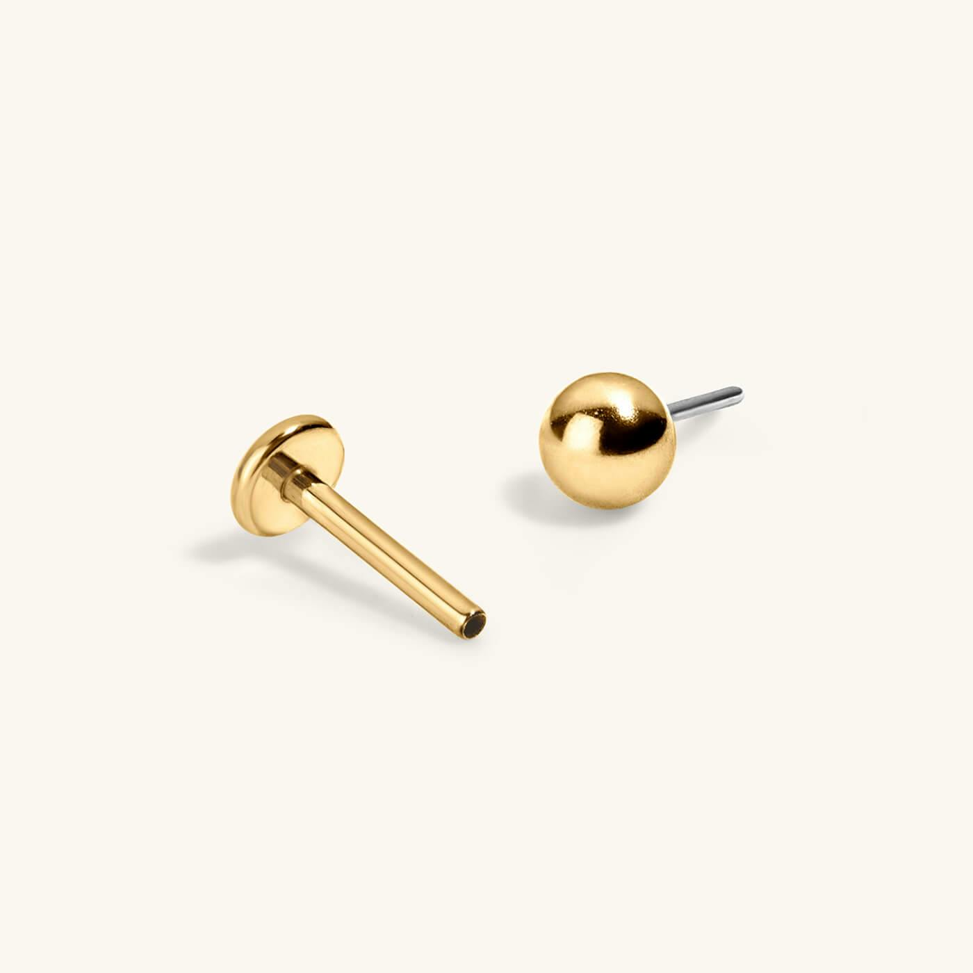 Minimalist Nap Earrings Trio in titanium (Gold) with Little Sphere Nap Earrings in (Gold) 