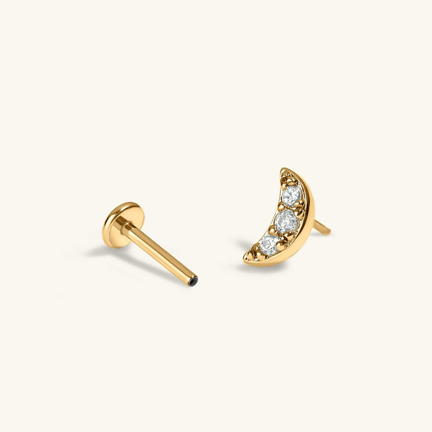 Good Luck Nap Earrings Trio in titanium (gold) with Pave Moon Nap Earrings in titanium (gold)