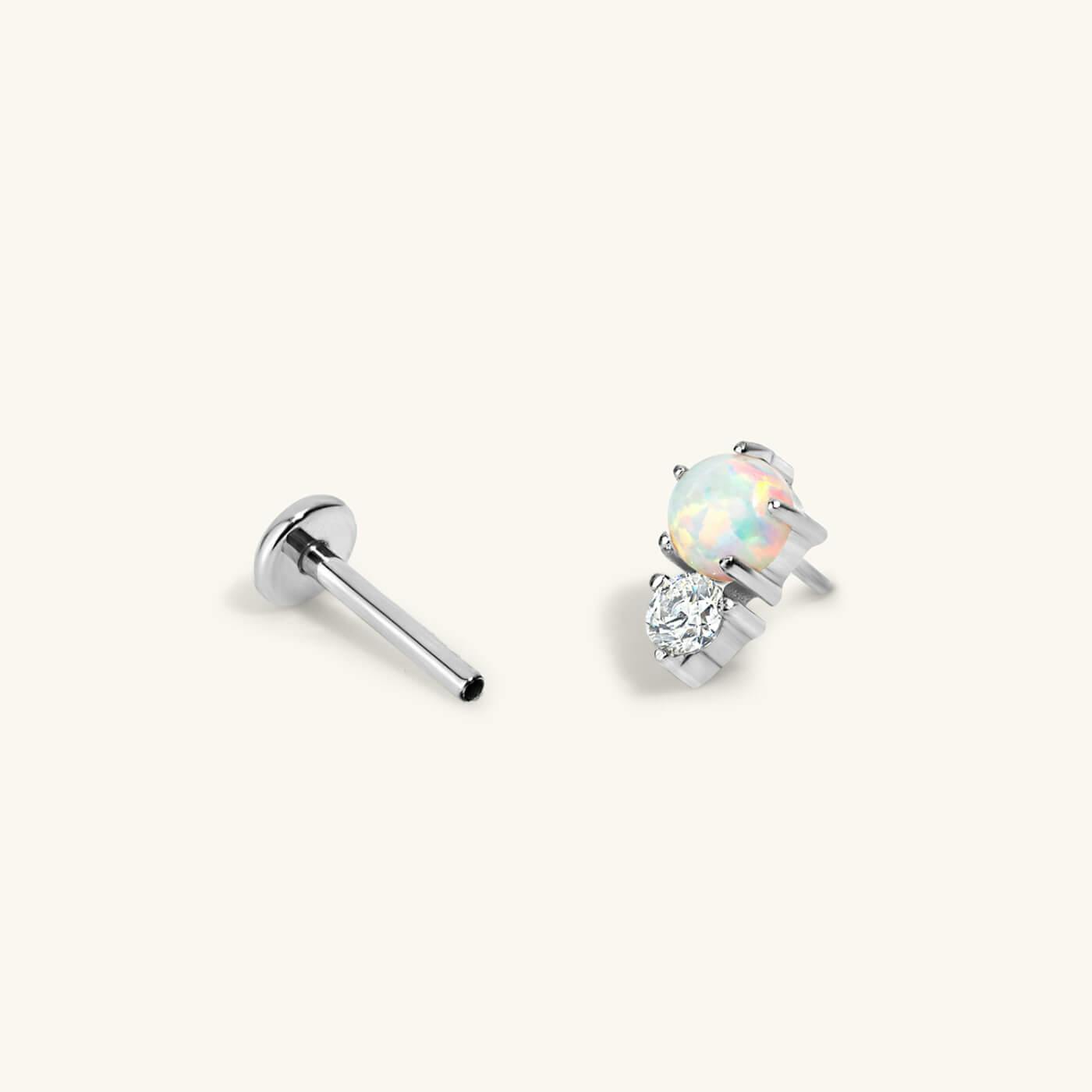 Wish and Hope Opal and White Topaz Nap Earrings in Titanium (Silver)