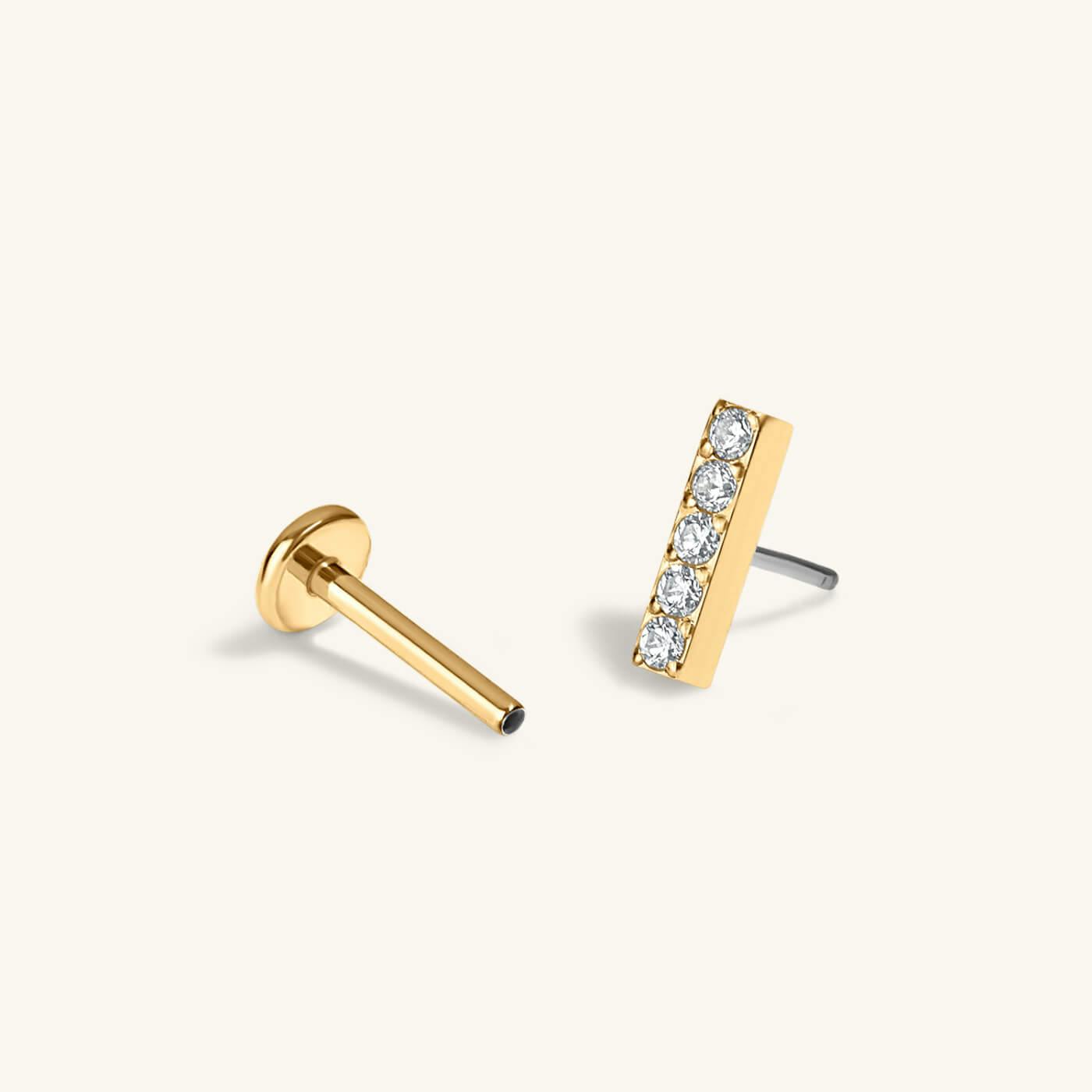 Pave Bar Nap Earrings in Titanium (Gold)