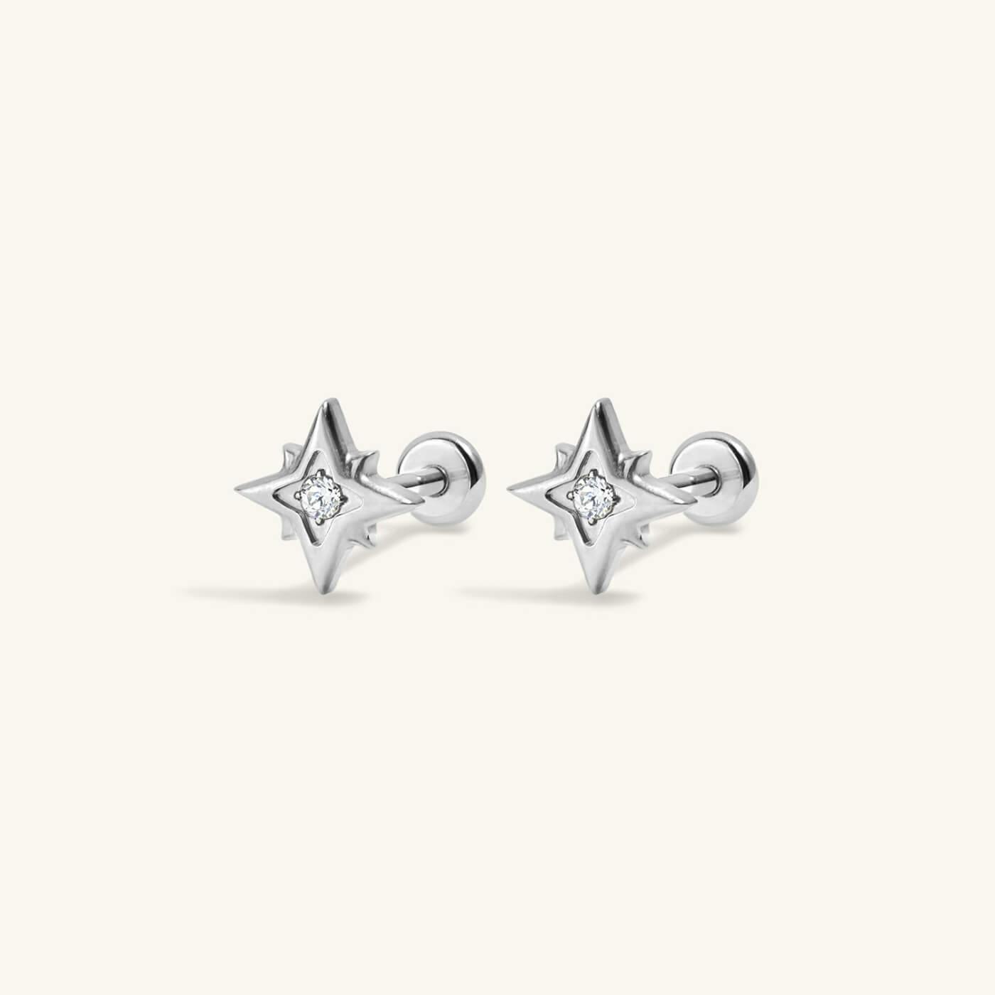 North Star Nap Earrings in Titanium (Silver)