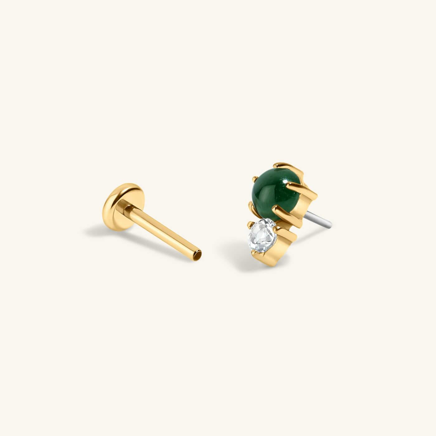 Jade and White Topaz Nap Earrings in Titanium (Gold)