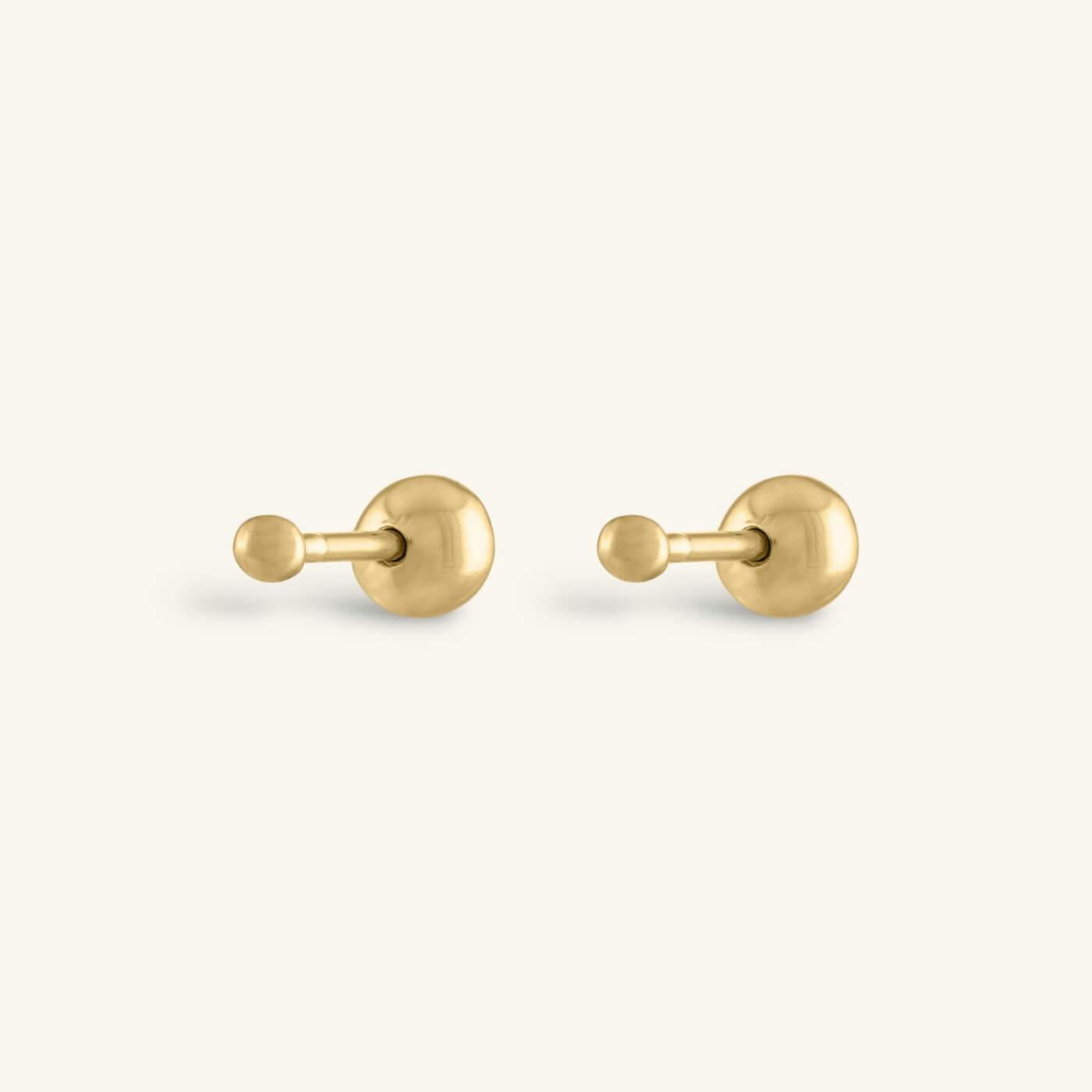 Tiny Secret Ball Back Earrings in 14k Gold