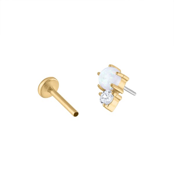Wish and Hope Opal Push Pin Flat Back Earring (Titanium - Gold)