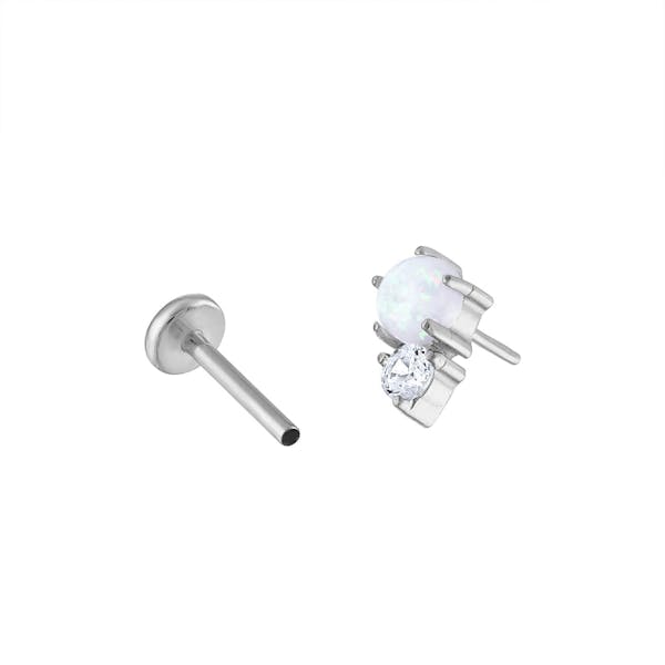 Wish and Hope Opal Push Pin Flat Back Earring (Titanium - Silver)