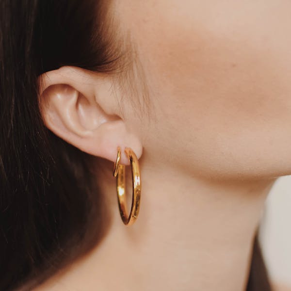 Chubby Hoops in Gold on model