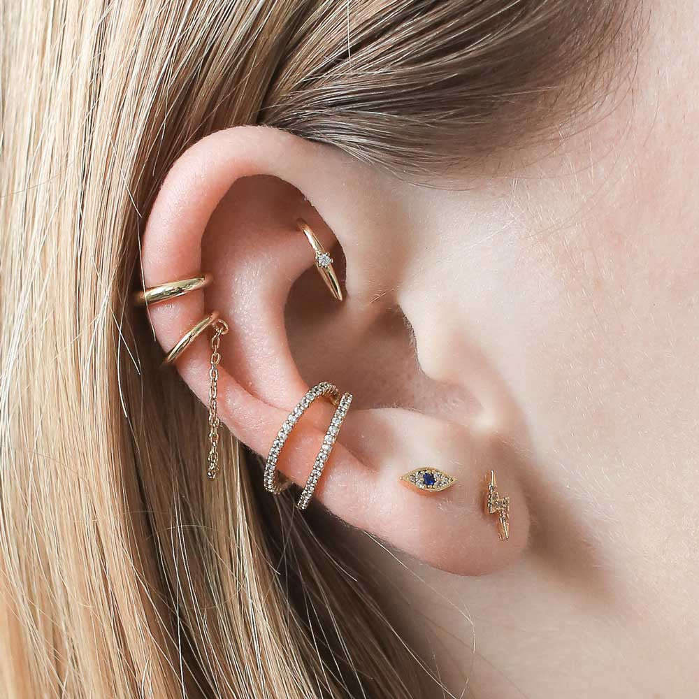 Shooting Star Open Hoop Earrings in 14k Gold | Maison Miru