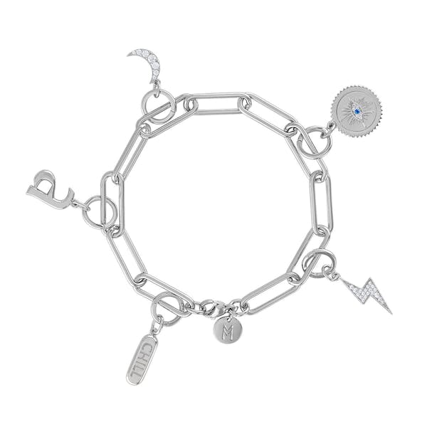 Explorer Bracelet in Silver with Charms