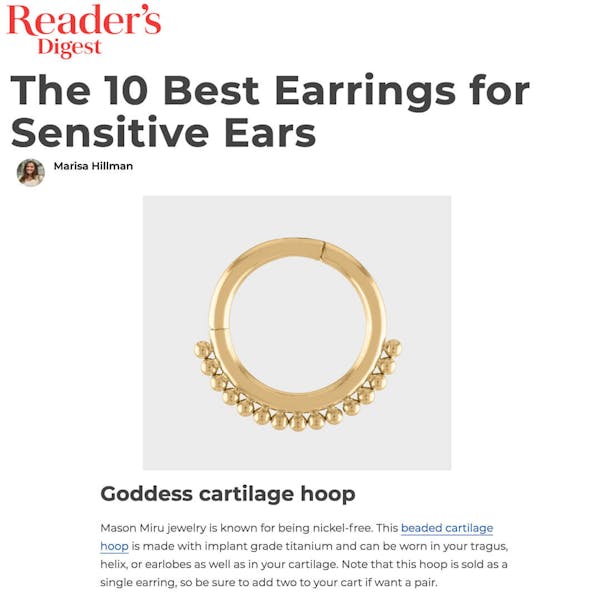 Our Goddess Cartilage Hoop as seen on Reader's Digest