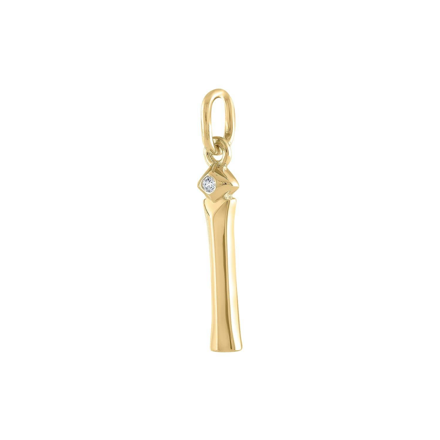 Initial Charm "I" in Gold Vermeil